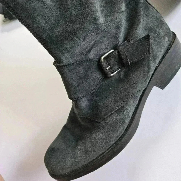 J.Crew Moto Biker Buckle Motorcycle Black Suede Leather Boots size 6 - Picture 10 of 15